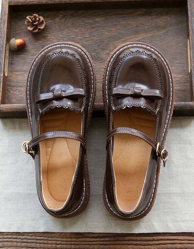 Handgemachte Leder Retro Mary Jane Schuhe