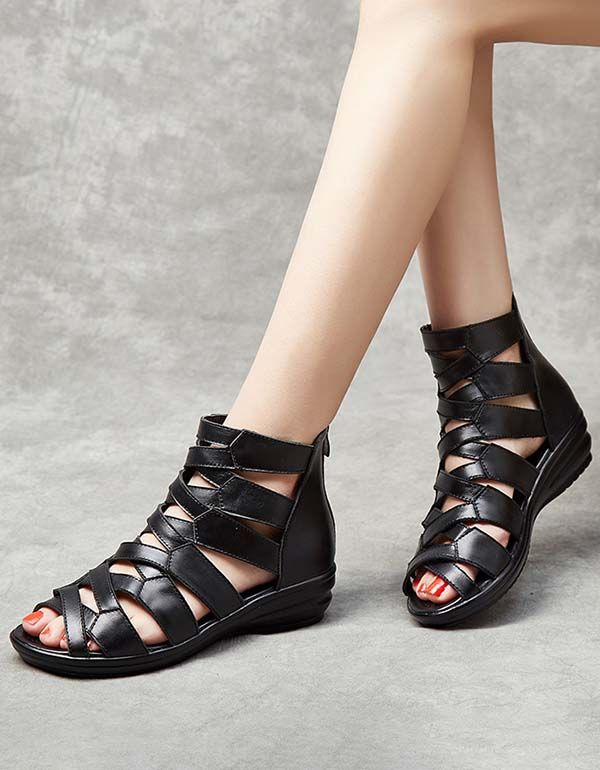 Römersandalen Mit Offener Spitze Aus Sommerleder 35-43