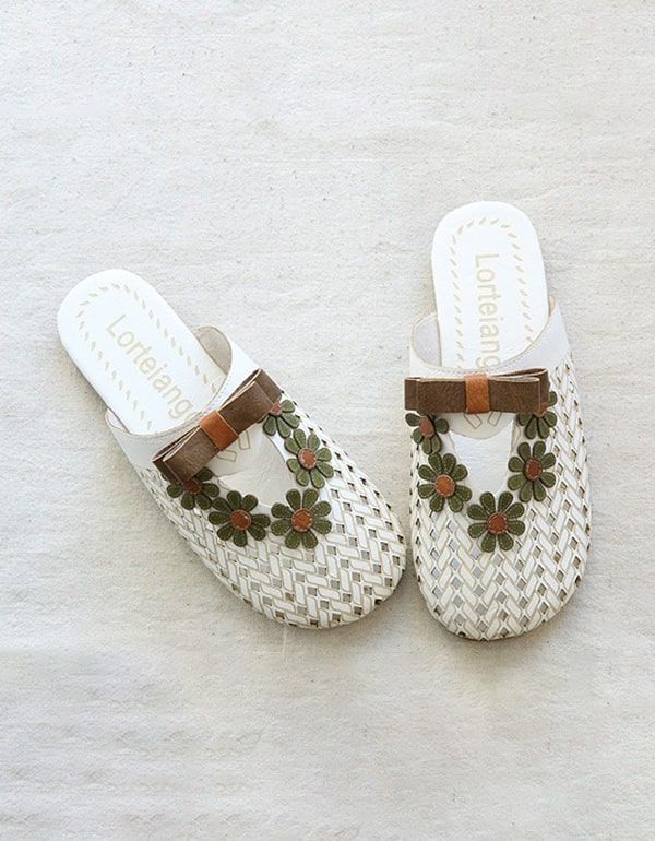 Bequeme Hohle Retro-blumenhausschuhe