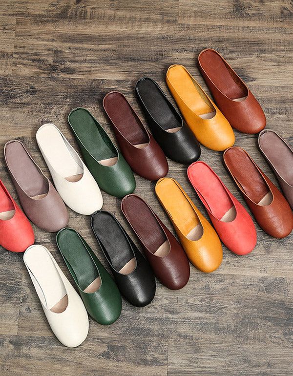 Handgefertigte Retro-lederpantoffeln 35-43