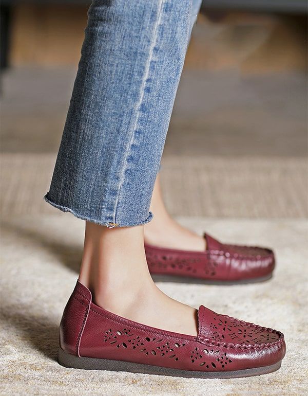 Bequeme Loafer Zum Hineinschlüpfen Aus Leder Im Retro-stil