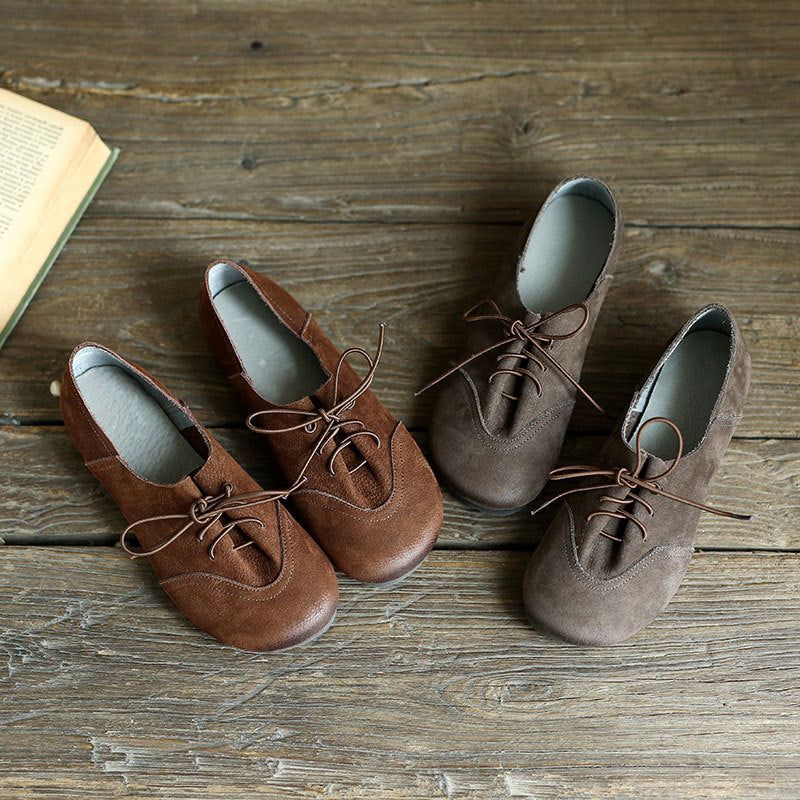 Bequeme Schnürschuhe Aus Leder Im Retro-stil