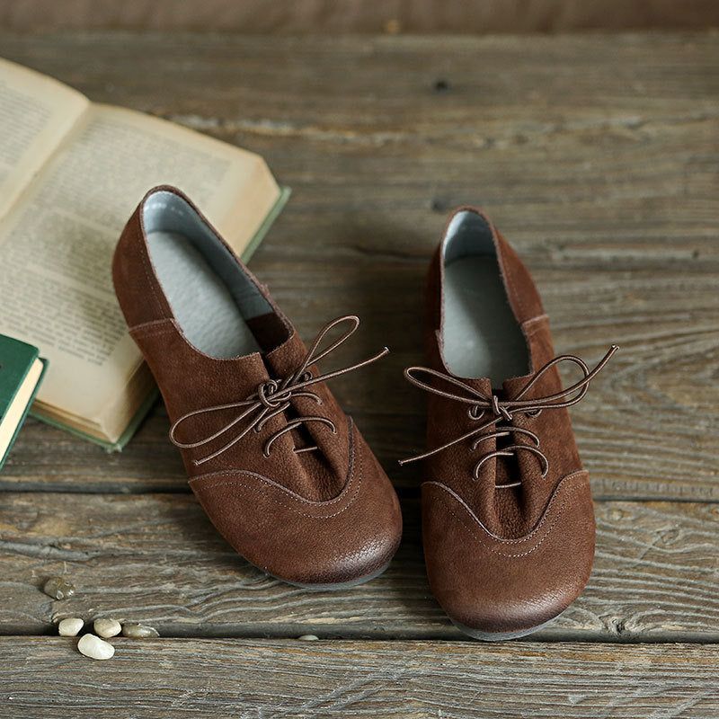 Bequeme Schnürschuhe Aus Leder Im Retro-stil