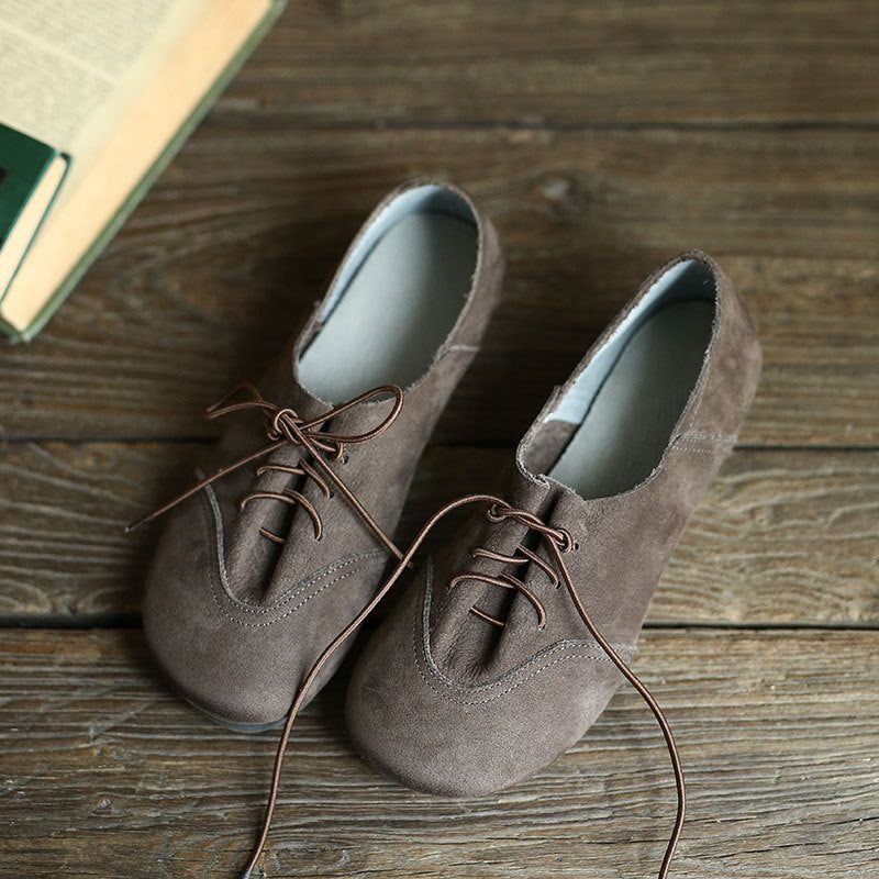 Bequeme Schnürschuhe Aus Leder Im Retro-stil