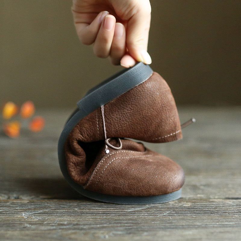Bequeme Schnürschuhe Aus Leder Im Retro-stil
