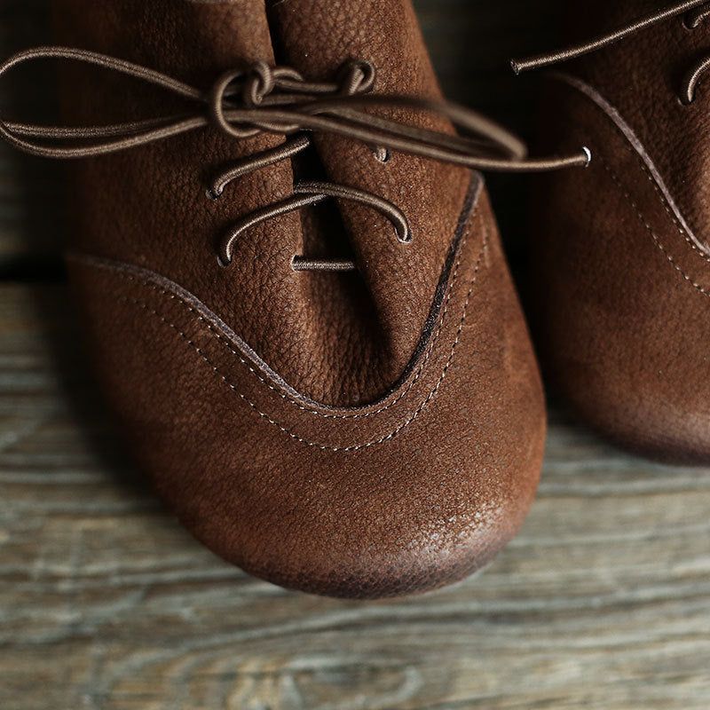 Bequeme Schnürschuhe Aus Leder Im Retro-stil