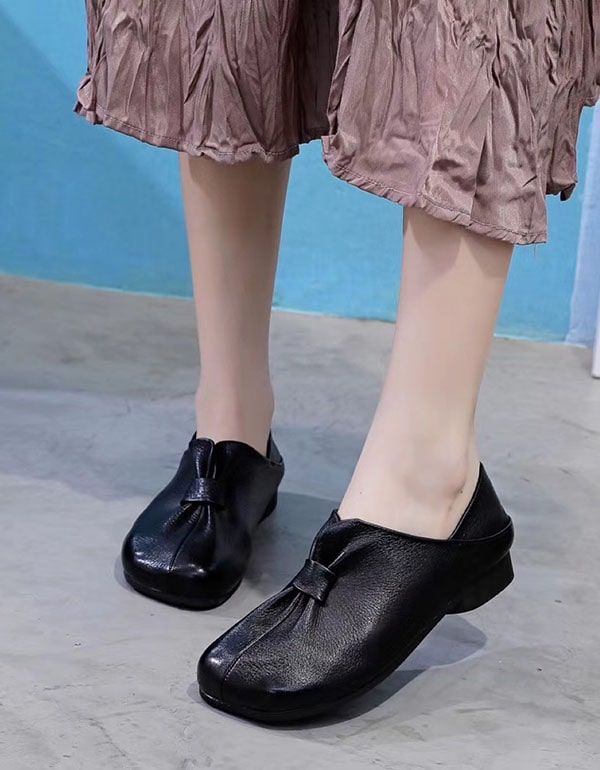Frühlings-retro-leder-damen-flats