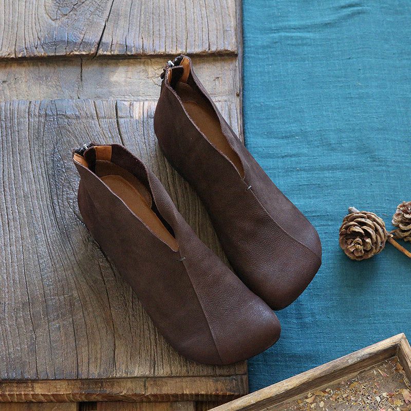 Handgefertigte Bequeme Flache Schuhe Aus Vintage-leder