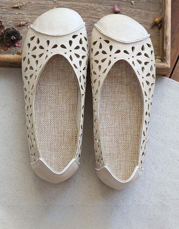 Handgefertigte Retro-flats Aus Weichem Leder