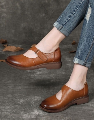 Handgefertigte Retro-lederschnalle Für Damen Flach
