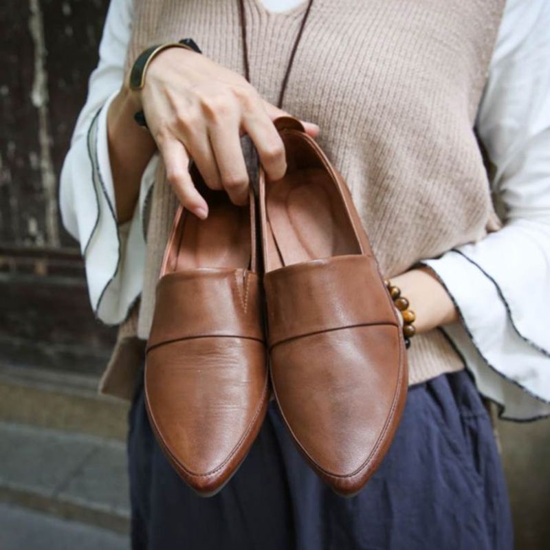 Handgemachte Leder Retro Soft Flat Damenschuhe | Geschenk Schuhe