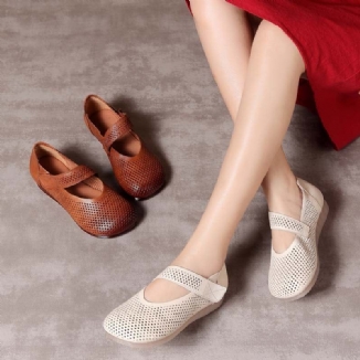 Klettverschluss Retro Damen Sommer Retro Flache Schuhe