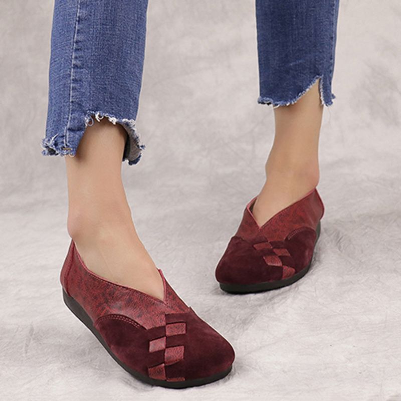 Lässige Retro Leder Handgefertigte Flache Schuhe | Geschenk Schuhe