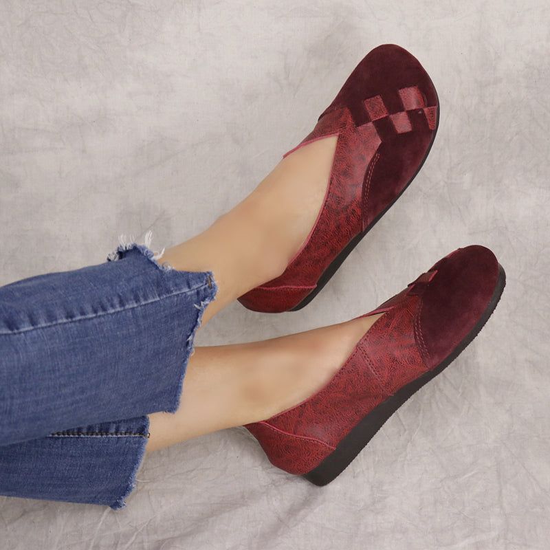 Lässige Retro Leder Handgefertigte Flache Schuhe | Geschenk Schuhe