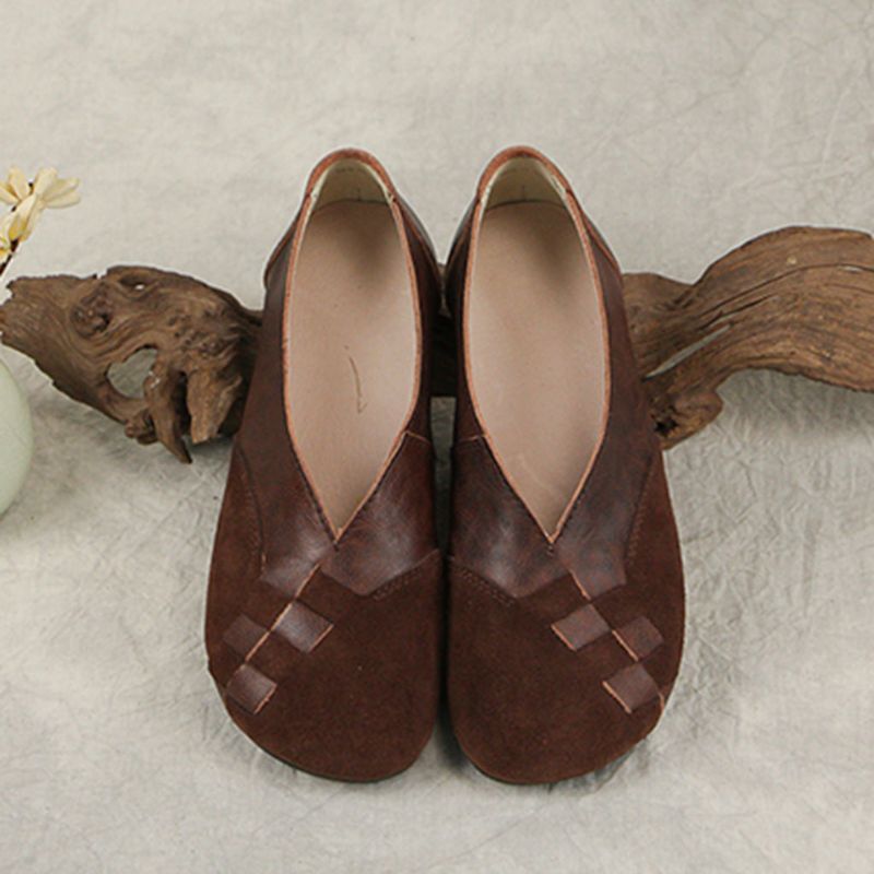 Lässige Retro Leder Handgefertigte Flache Schuhe | Geschenk Schuhe
