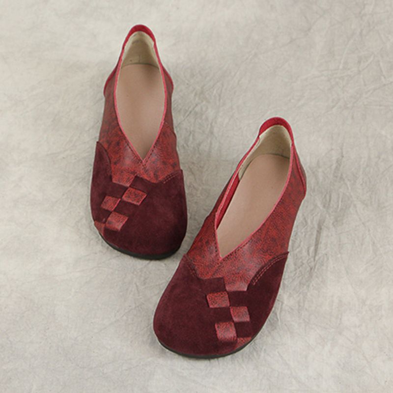 Lässige Retro Leder Handgefertigte Flache Schuhe | Geschenk Schuhe