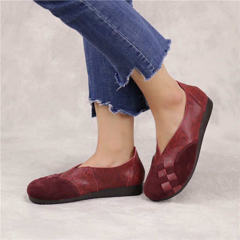 Lässige Retro Leder Handgefertigte Flache Schuhe | Geschenk Schuhe