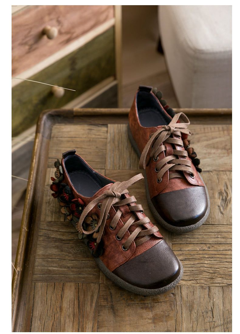 Schnüren Sie Oben Frauen-retro Blumen-niedliche Schuhe