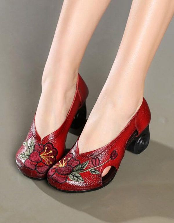 Ethnische Damenschuhe Mit Handgefertigter Stickerei