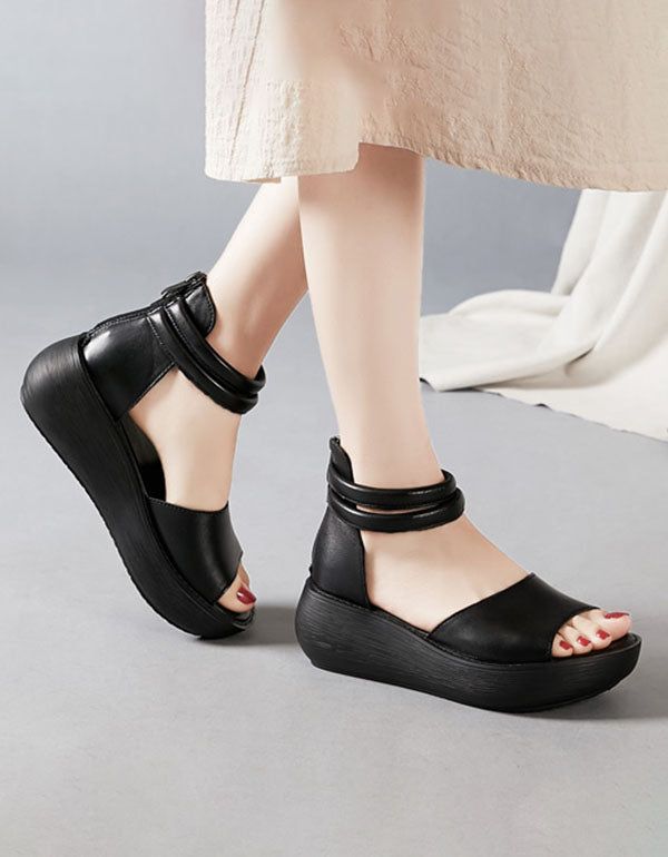 Handgemachte Sommer-leder-fesselriemen-sandalen