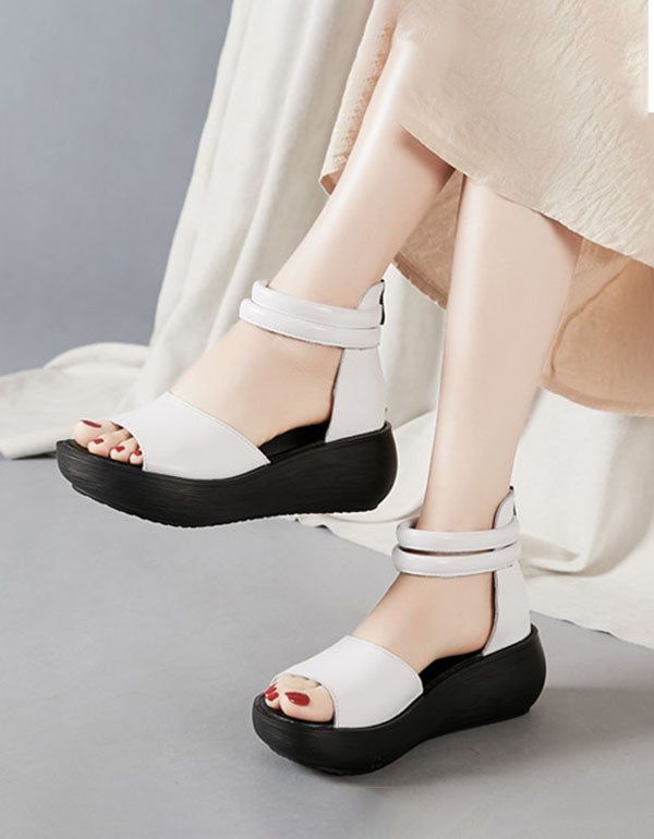 Handgemachte Sommer-leder-fesselriemen-sandalen