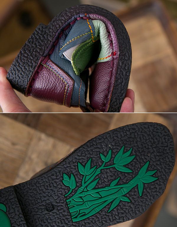 Frühling Retro Leder Patch Handgemachte Schuhe 35-41