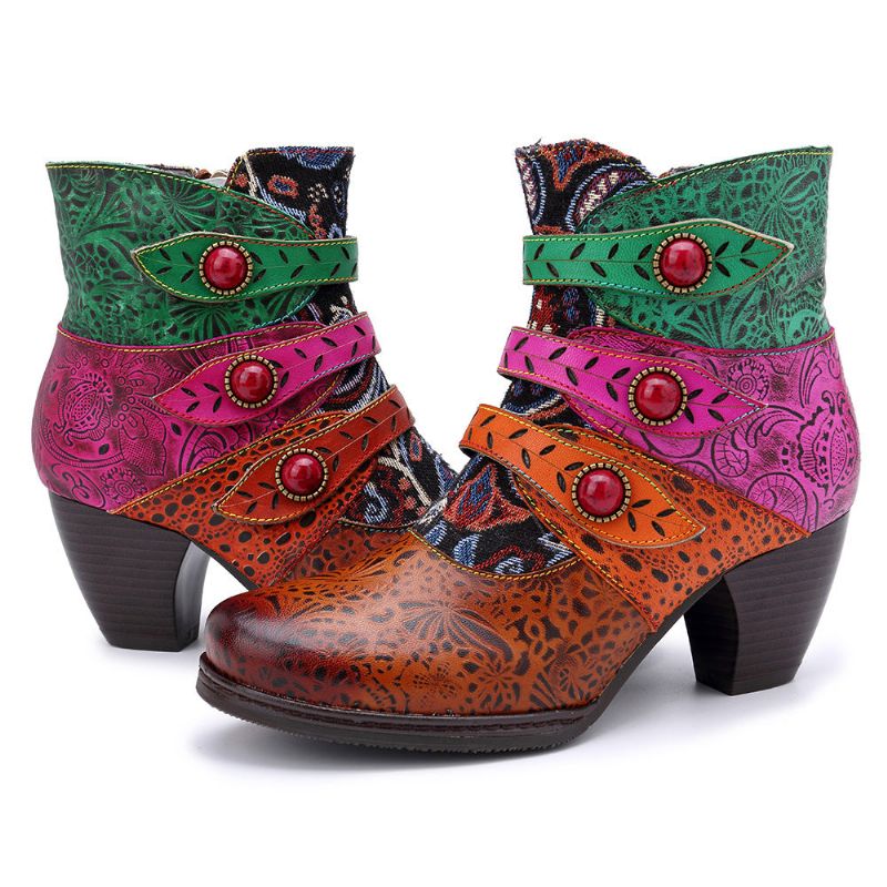 Vintage Handmade Color Matching Women Ethnic Boots 36-42