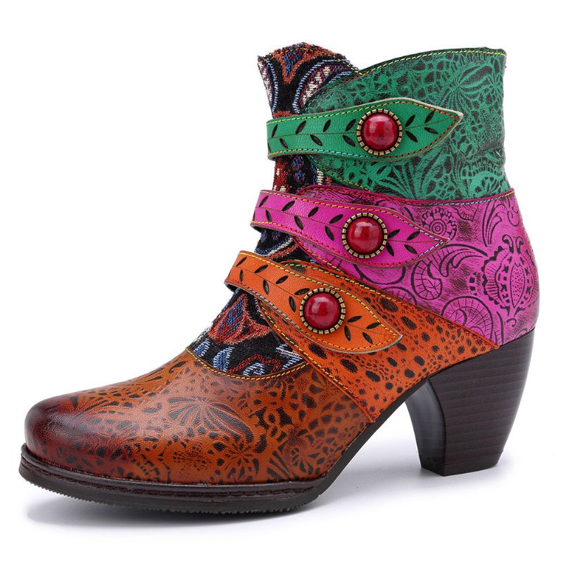 Vintage Handmade Color Matching Women Ethnic Boots 36-42