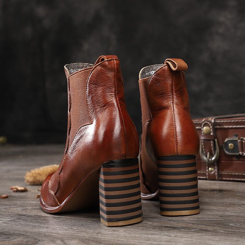 Herbst-winter-dicke Damenstiefeletten Mit Hohen Absätzen