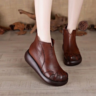Winter-stiefel Aus Samt Im Retro-stil Mit Dickem Boden Und Keilabsatz