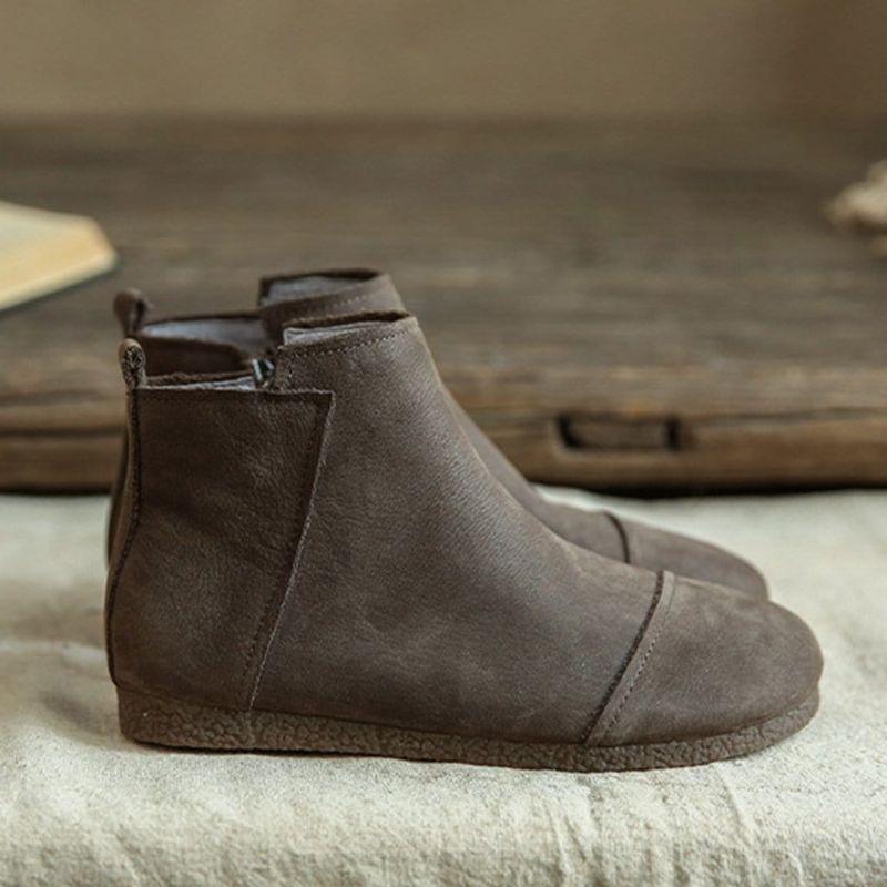 Bequeme Retro-lederstiefel Aus Wildleder