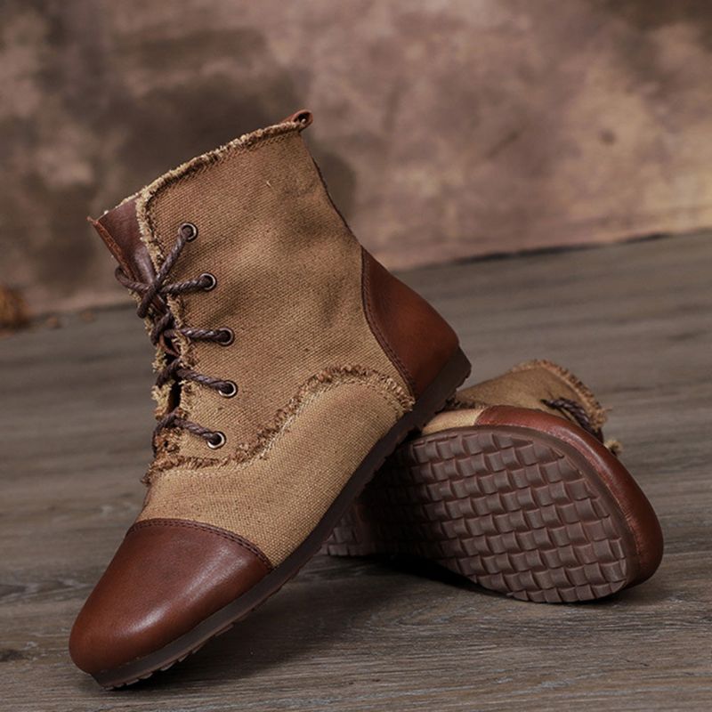 Geschenk Schuhe Herbst Winter Spitze Leder Retro Bequeme Damenstiefel