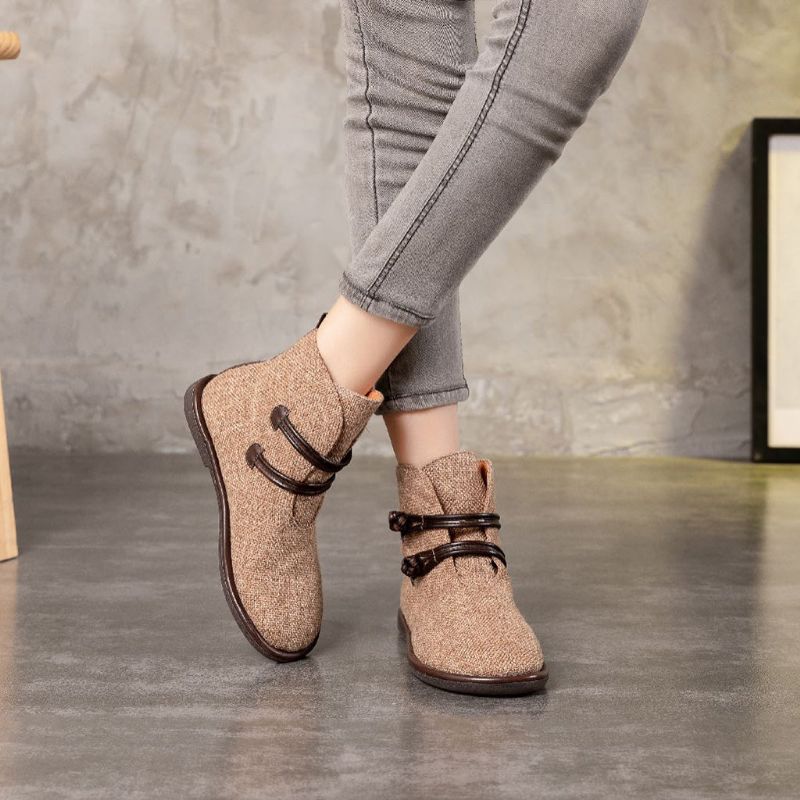 Handgefertigte Retro-damenstiefeletten Aus Baumwolle | Geschenk Schuhe