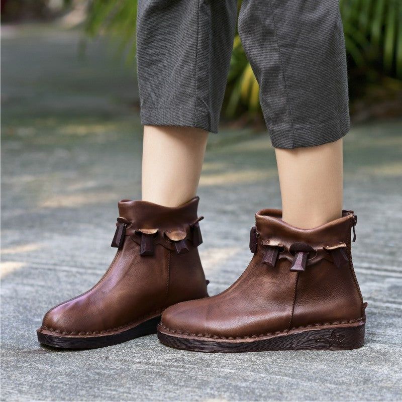 Handgefertigte Retro-stiefel Aus Bequemem Leder Für Damen