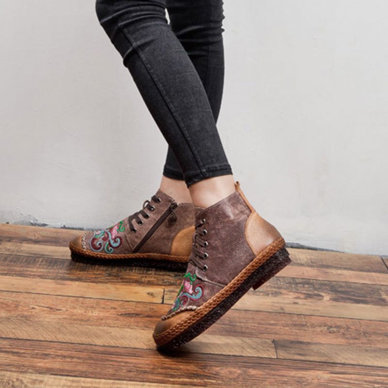 Herbst Vintage Retro Leder Handgefertigte Damenstiefel | Geschenk Schuhe
