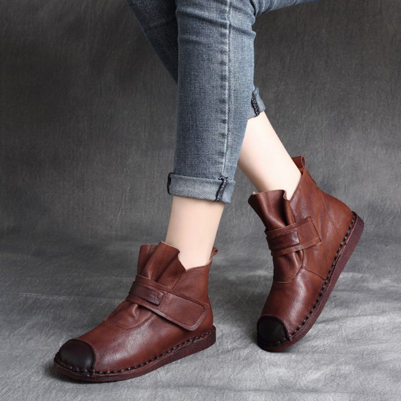 Lässige Retro Leder Handgefertigte Kurze Stiefel | Geschenk Schuhe