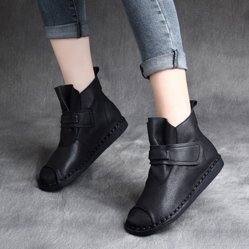 Lässige Retro Leder Handgefertigte Kurze Stiefel | Geschenk Schuhe