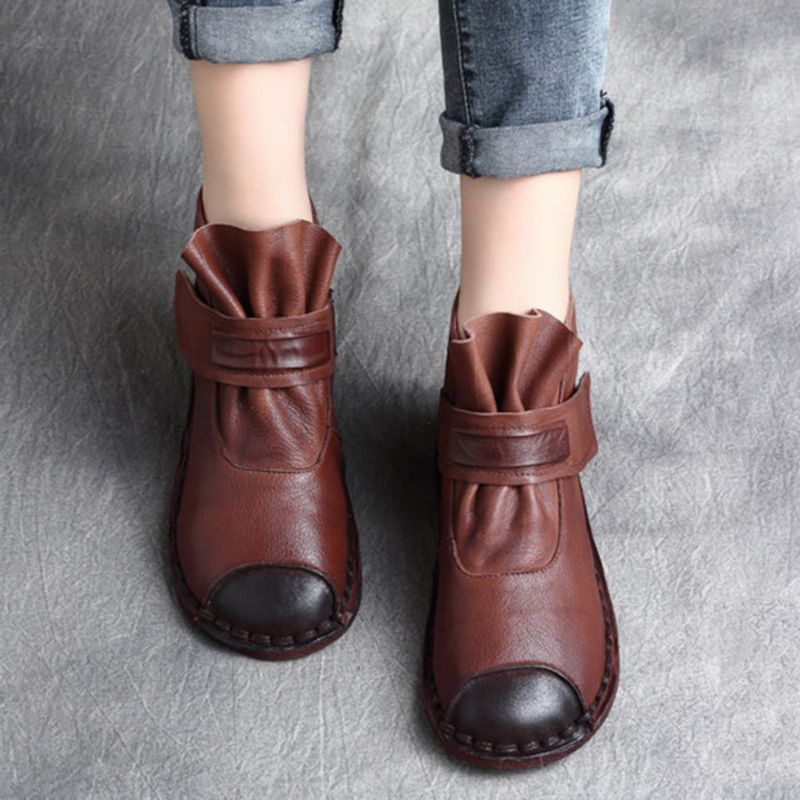 Lässige Retro Leder Handgefertigte Kurze Stiefel | Geschenk Schuhe