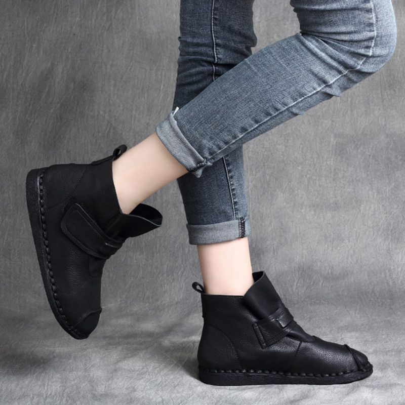 Lässige Retro Leder Handgefertigte Kurze Stiefel | Geschenk Schuhe