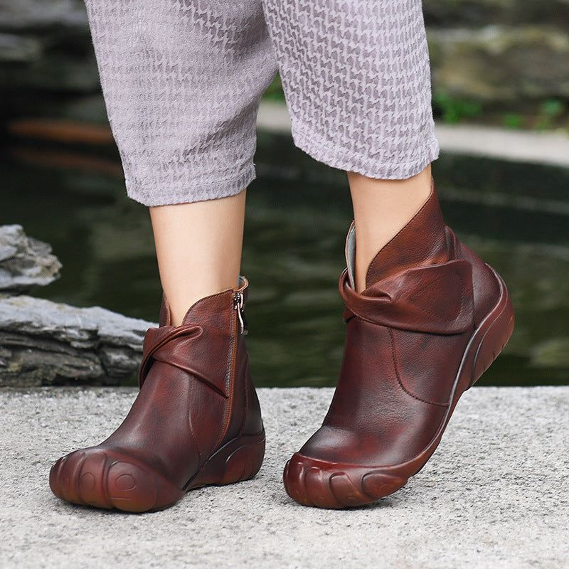 Original Handgefertigte Retro-lederstiefel Für Damen