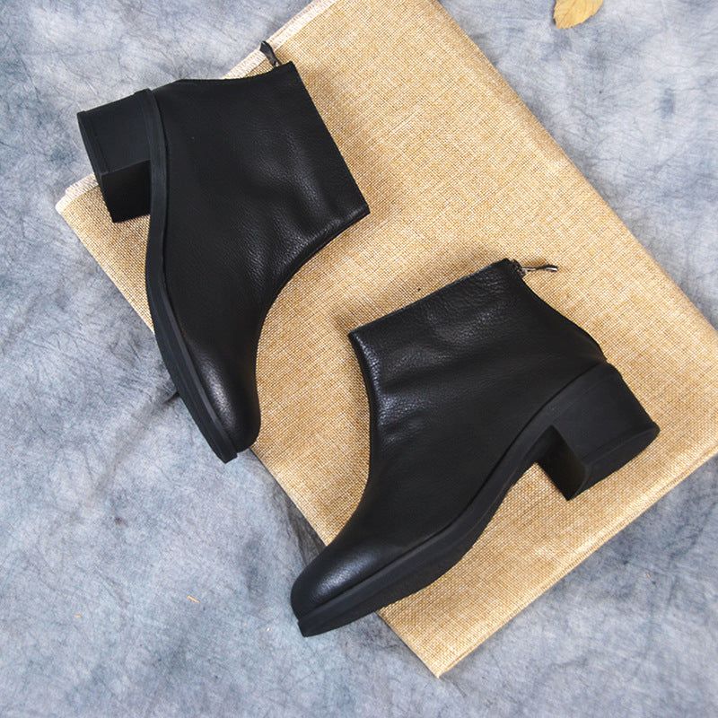 Samtschwarze Kurze Stiefel Mit Niedrigem Absatz 34-41 | Geschenk Schuhe