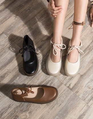 Handgefertigte Retro-flachschuhe Zum Schnüren Im Frühling