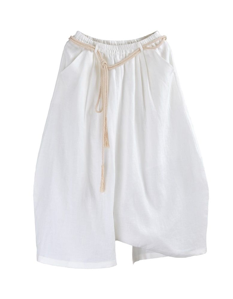 Weit Geschnittene Hose Aus Lockerem Leinen Für Frühling Und Sommer
