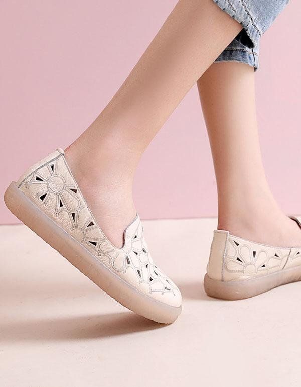 Bequeme Flache Schuhe Aus Handgefertigtem Leder | 35-41