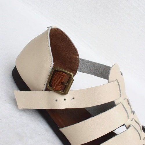 Vintage Flache Sandalen Mit Riemchen Und Geschlossener Spitze | 35-41