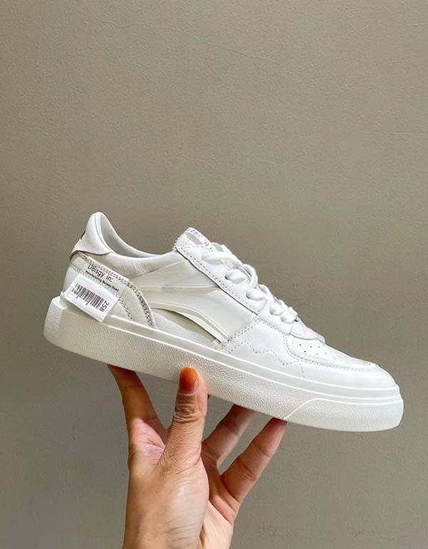 Lässige Weiße Lederturnschuhe Für Damen