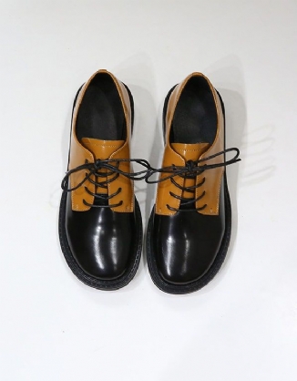 Handgemachte Vintage Lederschuhe Mit Rundem Kopf