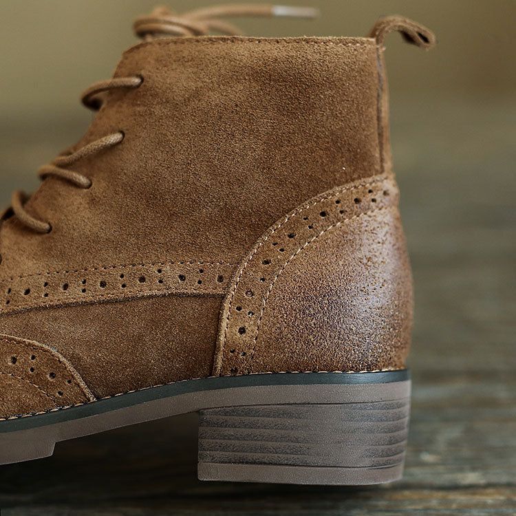 Vintage Oxford-stiefel Aus Echtem Leder Und Wildleder
