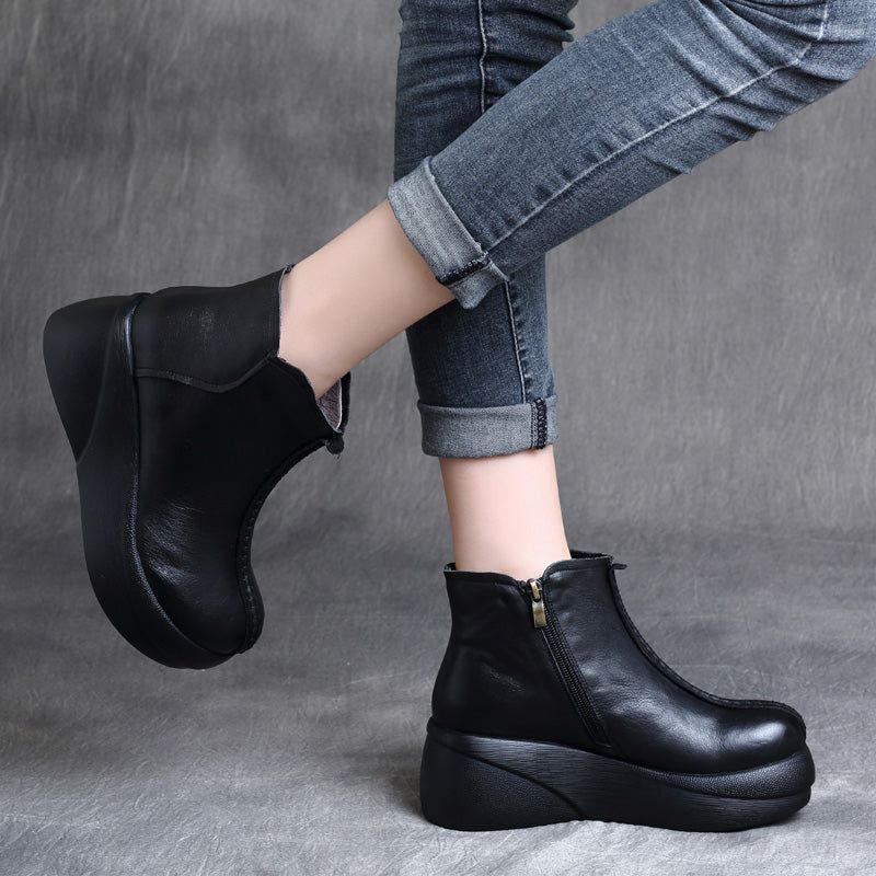 Wasserdichte Retro-plateaustiefel Für Herbst Und Winter